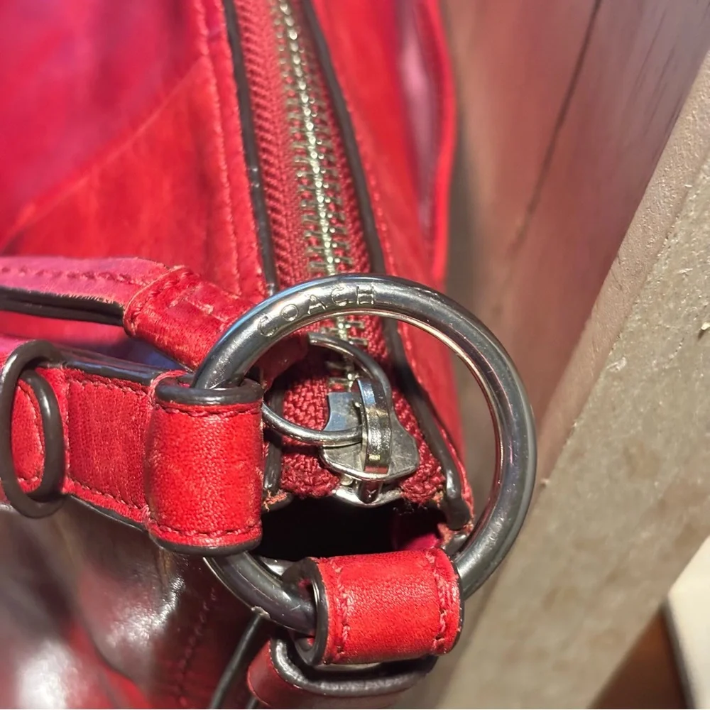 Coach Cherry Red Leather Hobo Bag
